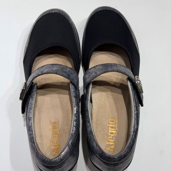 Alegria Women's Jan Mary Jane Wedge Silver Sparkle Leather ~ Size 10.5 (41EU) - Picture 6 of 14